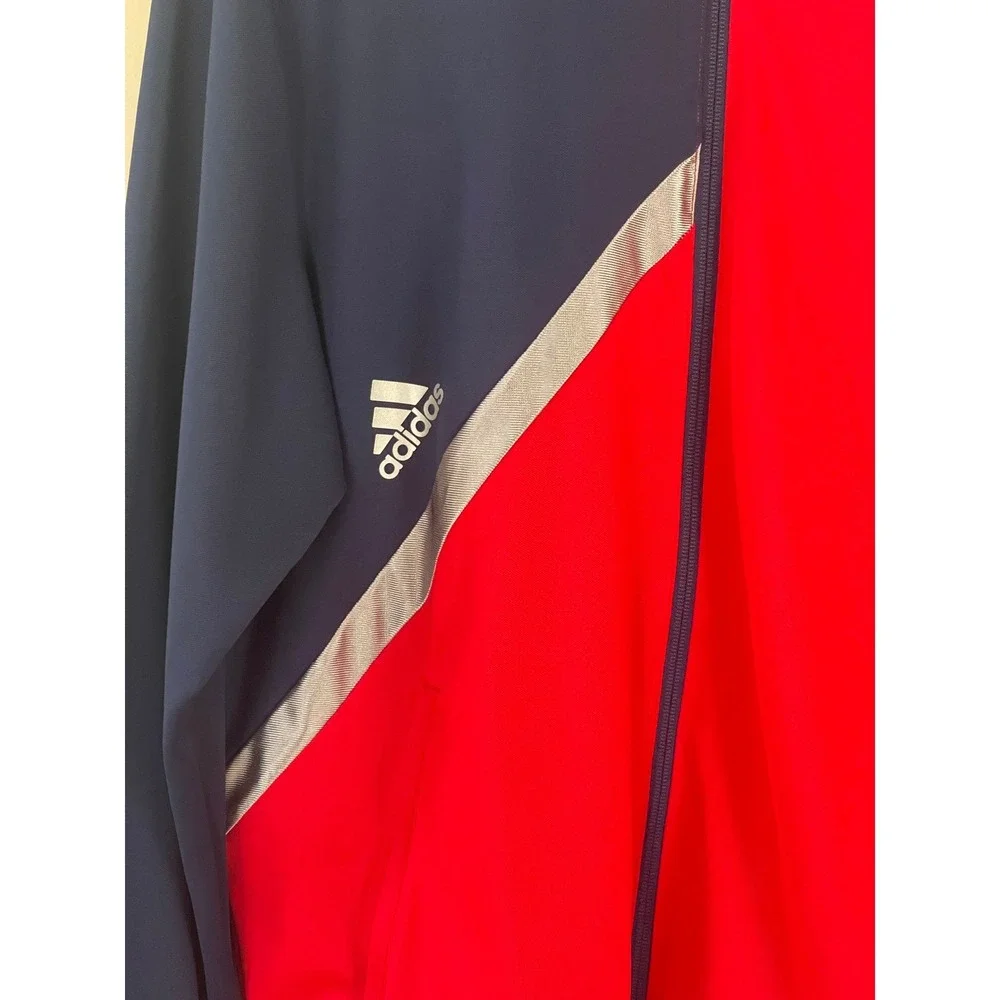 Adidas Track Jacket Red Navy‎ Blue Athletic Full Zip Men's Size L